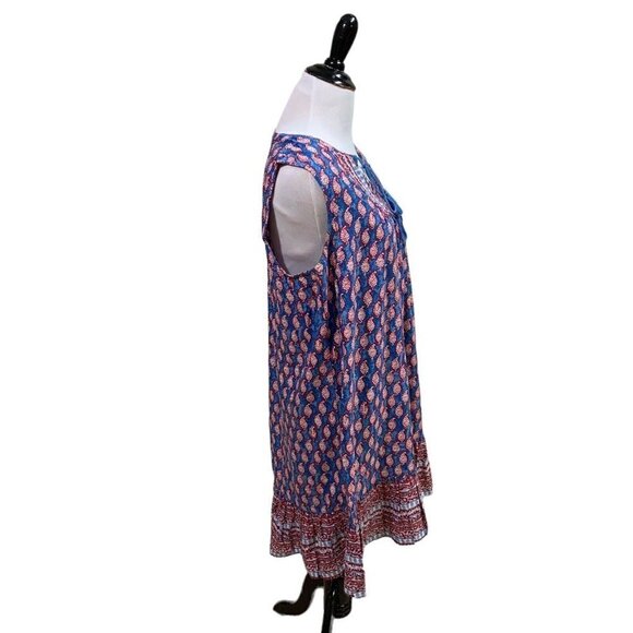 BeachLunchLounge Women's M Medium A-Line Mini Dress Pleated w. Tassels Batik - Picture 4 of 7